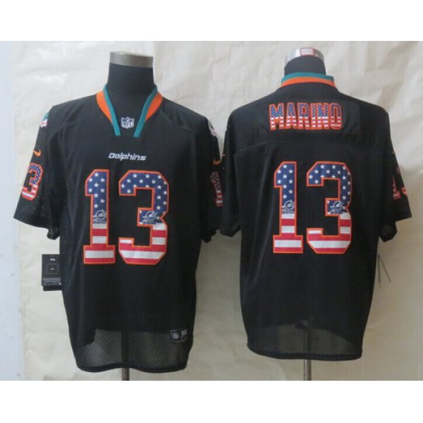 Nike Miami Dolphins #13 Dan Marino 2014 USA Flag Fashion Black Elite Jersey