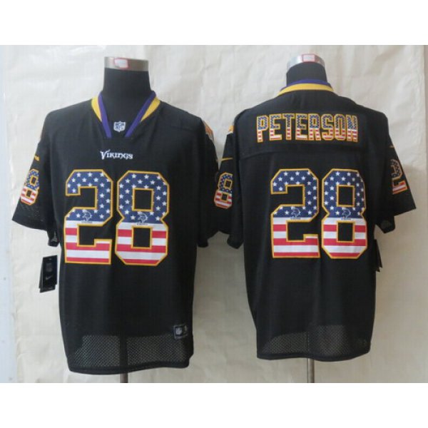 Nike Minnesota Vikings #28 Adrian Peterson 2014 USA Flag Fashion Black Elite Jersey