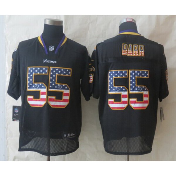 Nike Minnesota Vikings #55 Anthony Barr 2014 USA Flag Fashion Black Elite Jersey