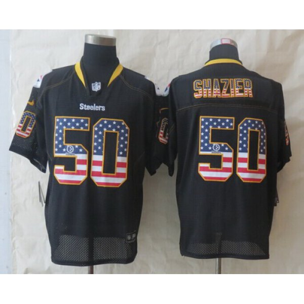 Nike Pittsburgh Steelers #50 Ryan Shazier 2014 USA Flag Fashion Black Elite Jersey