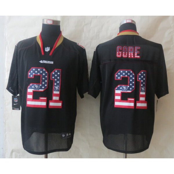 Nike San Francisco 49ers #21 Frank Gore 2014 USA Flag Fashion Black Elite Jersey