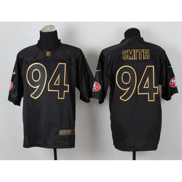 Nike San Francisco 49ers #94 Justin Smith 2014 All Black/Gold Elite Jersey