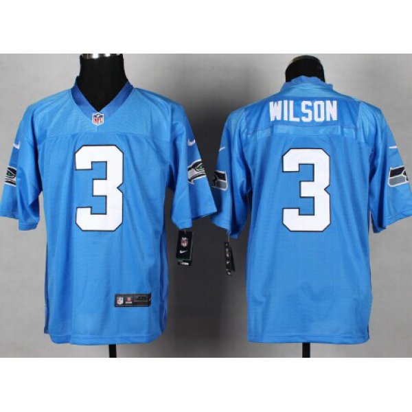 Nike Seattle Seahawks #3 Russell Wilson Light Blue Elite Jersey