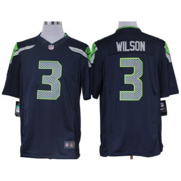 Nike Seattle Seahawks #3 Russell Wilson Navy Blue Limited Jersey