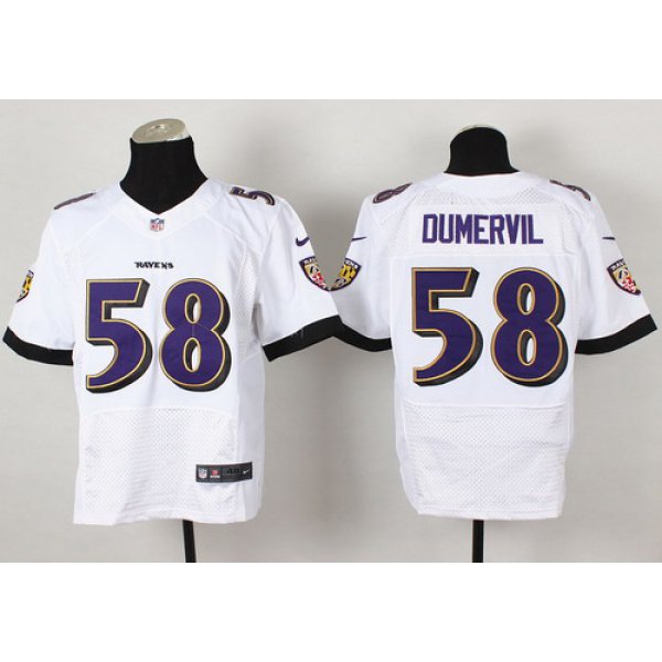 Nike Baltimore Ravens #58 Elvis Dumervil 2013 White Elite Jersey
