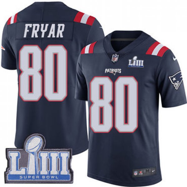 #80 Limited Irving Fryar Navy Blue Nike NFL Youth Jersey New England Patriots Rush Vapor Untouchable Super Bowl LIII Bound