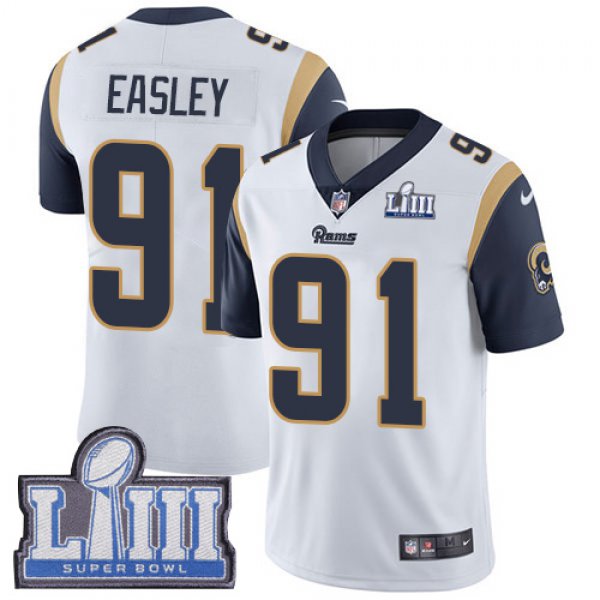 Youth Los Angeles Rams #91 Dominique Easley White Nike NFL Road Vapor Untouchable Super Bowl LIII Bound Limited Jersey