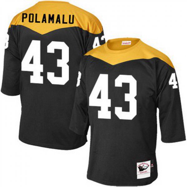Men's Pittsburgh Steelers #43 Troy Polamalu Black Retired Player 1967 Home Throwback NFL Jersey