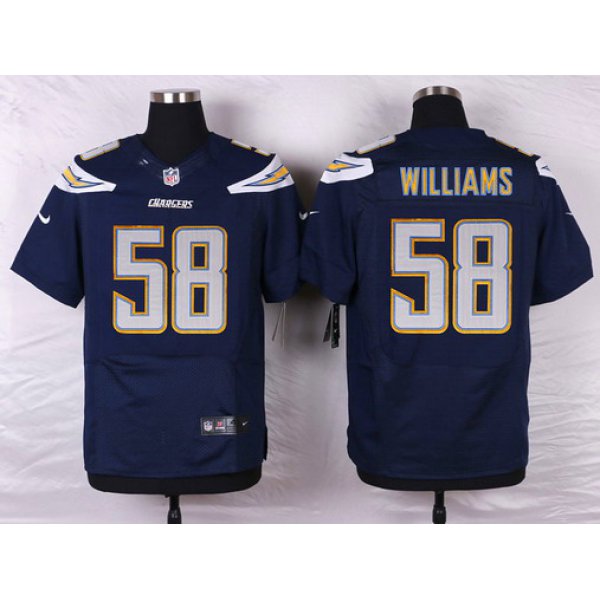 Men's San Diego Chargers #58 Tourek Williams Navy Blue Team Color NFL Nike Elite Jersey