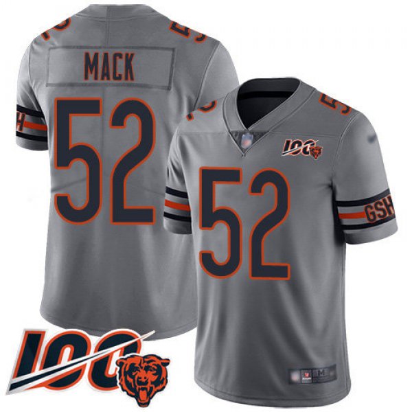 Bears #52 Khalil Mack Silver Men's Stitched Football Limited Inverted Legend 100th Season Jersey