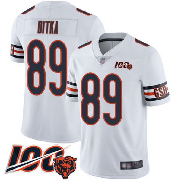 Bears #89 Mike Ditka White Men's Stitched Football 100th Season Vapor Limited Jersey