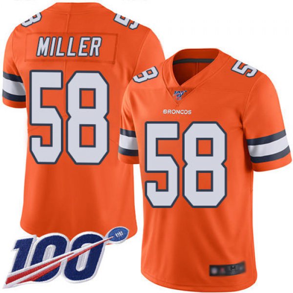 Broncos #58 Von Miller Orange Men's Stitched Football Limited Rush 100th Season Jersey