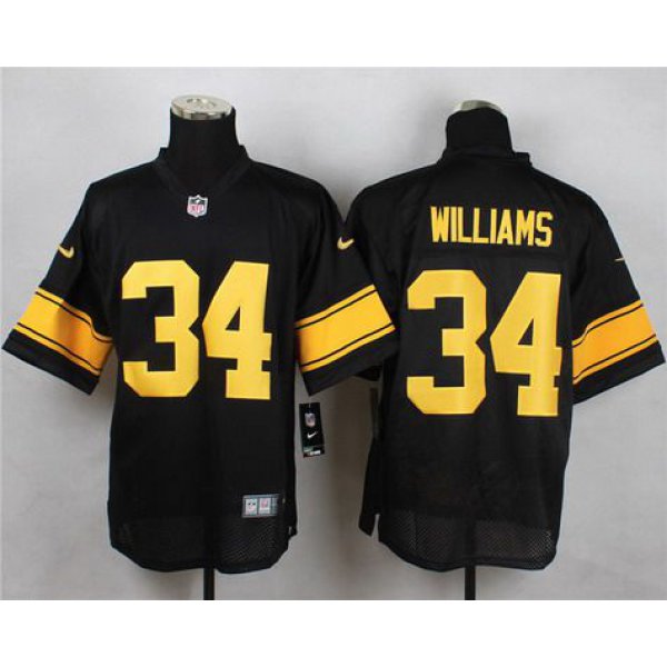 Men's Pittsburgh Steelers #34 DeAngelo Williams Black With Yellow Nike NFL Elite Jersey