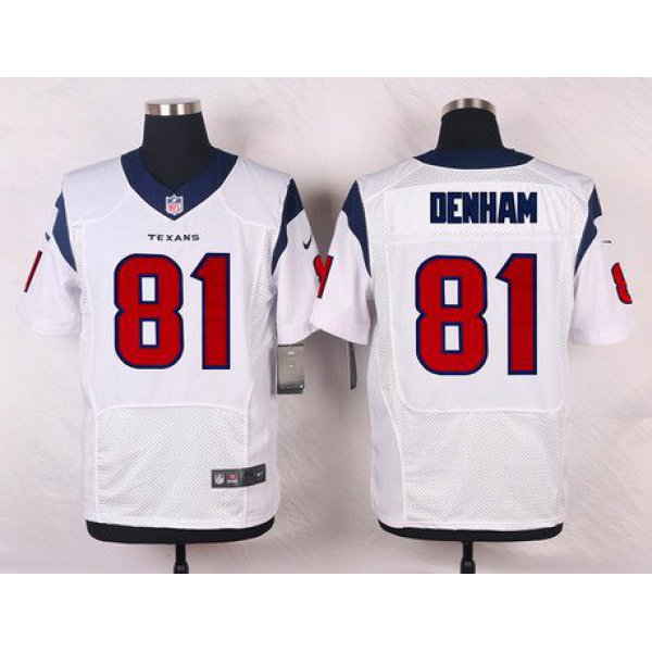 Men's Houston Texans #81 Anthony Denham White Road NFL Nike Elite Jersey