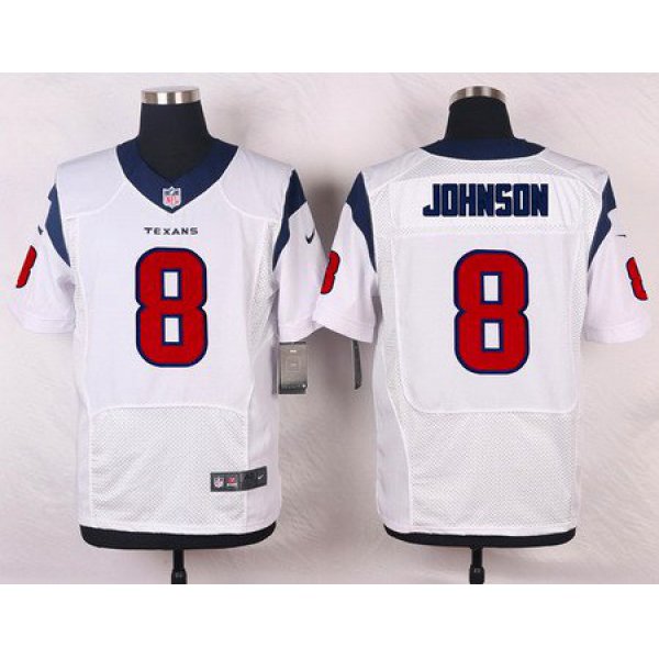 Men's Houston Texans #8 Will Johnson White Road NFL Nike Elite Jersey