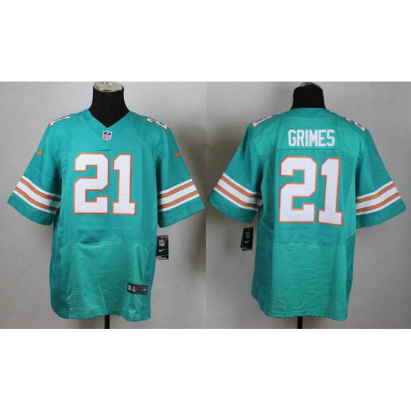 Men's Miami Dolphins #21 Brent GrimesAqua Green Alternate 2015 NFL Nike Elite Jersey