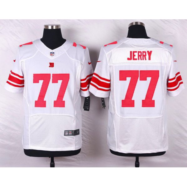 Men's New York Giants #77 John Jerry White Road NFL Nike Elite Jersey