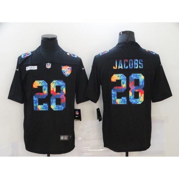 Men's Las Vegas Raiders #28 Josh Jacobs Multi-Color Black 2020 NFL Crucial Catch Vapor Untouchable Nike Limited Jersey