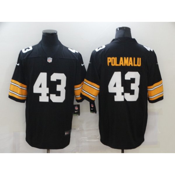 Men's Pittsburgh Steelers #43 Troy Polamalu Black 2017 Vapor Untouchable Stitched NFL Nike Throwback Limited Jersey