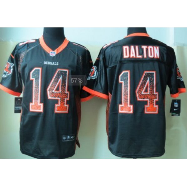 Nike Cincinnati Bengals #14 Andy Dalton Drift Fashion Black Elite Jersey
