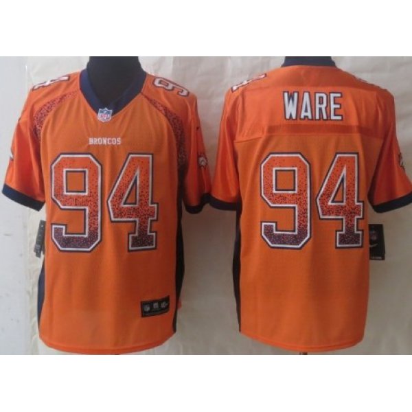 Nike Denver Broncos #94 DeMarcus Ware Drift Fashion Orange Elite Jersey