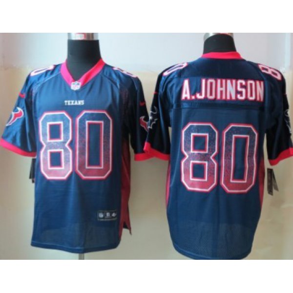 Nike Houston Texans #80 Andre Johnson Drift Fashion Blue Elite Jersey