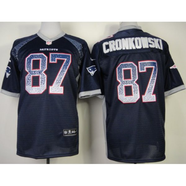 Nike New England Patriots #87 Rob Gronkowski Drift Fashion Blue Elite Jersey