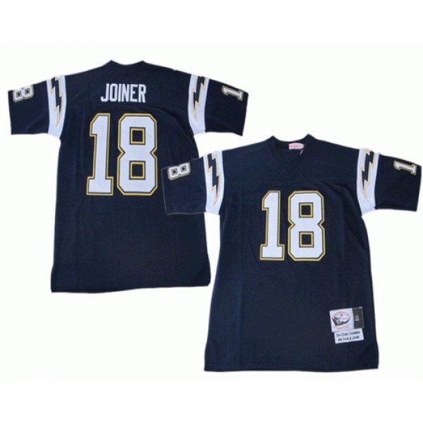 San Diego Chargers #18 Charlie Joiner Dark Blue Throwback Jersey