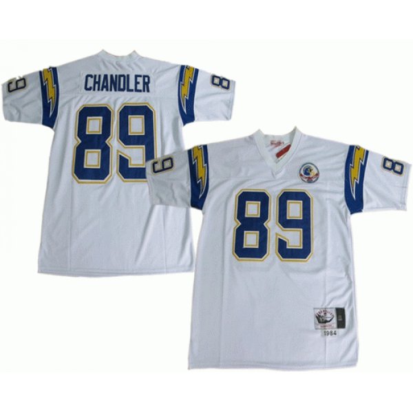 San Diego Chargers #89 Wes Chandler White Throwback Jersey