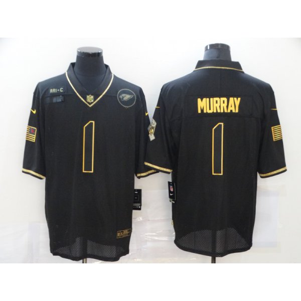 Men's Arizona Cardinals #1 Kyler Murray Black Gold 2020 Salute To Service Stitched NFL Nike Limited Jersey