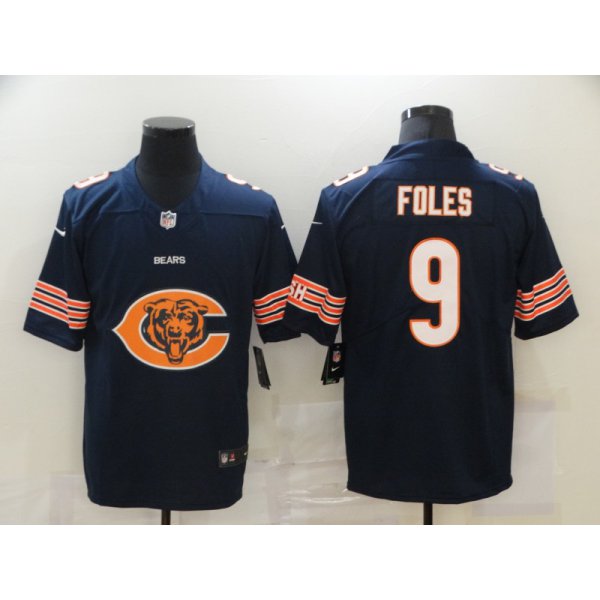 Men's Chicago Bears #9 Nick Foles Navy Blue 2020 Big Logo Vapor Untouchable Stitched NFL Nike Fashion Limited Jersey