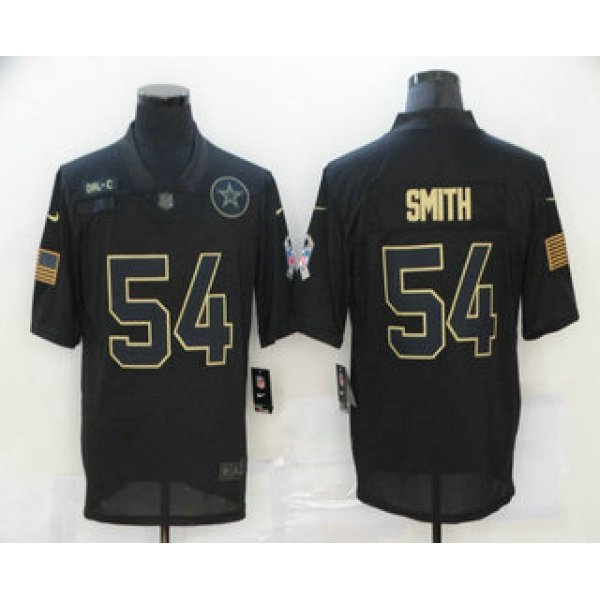 Men's Dallas Cowboys #54 Jaylon Smith Black 2020 Salute To Service Stitched NFL Nike Limited Jersey