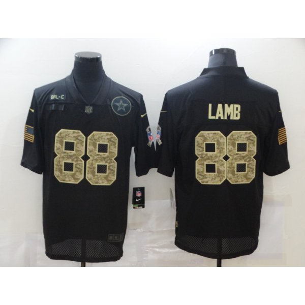 Men's Dallas Cowboys #88 CeeDee Lamb Black Camo 2020 Salute To Service Stitched NFL Nike Limited Jersey