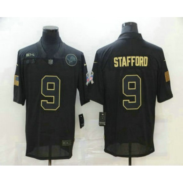 Men's Detroit Lions #9 Matthew Stafford Black 2020 Salute To Service Stitched NFL Nike Limited Jersey