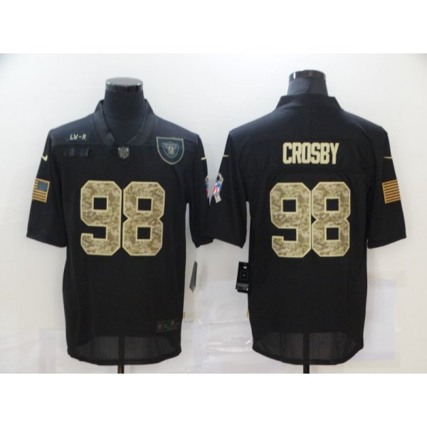 Men's Las Vegas Raiders #98 Maxx Crosby Black Camo 2020 Salute To Service Stitched NFL Nike Limited Jersey