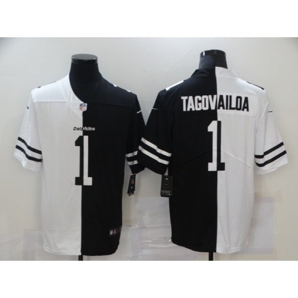 Men's Miami Dolphins #1 Tua Tagovailoa White Black Peaceful Coexisting 2020 Vapor Untouchable Stitched NFL Nike Limited Jersey