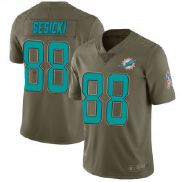 Men's Miami Dolphins #88 Mike Gesicki Limited Green 2017 Salute to Service Jersey