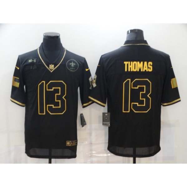 Men's New Orleans Saints #13 Michael Thomas Black Gold 2020 Salute To Service Stitched NFL Nike Limited Jersey