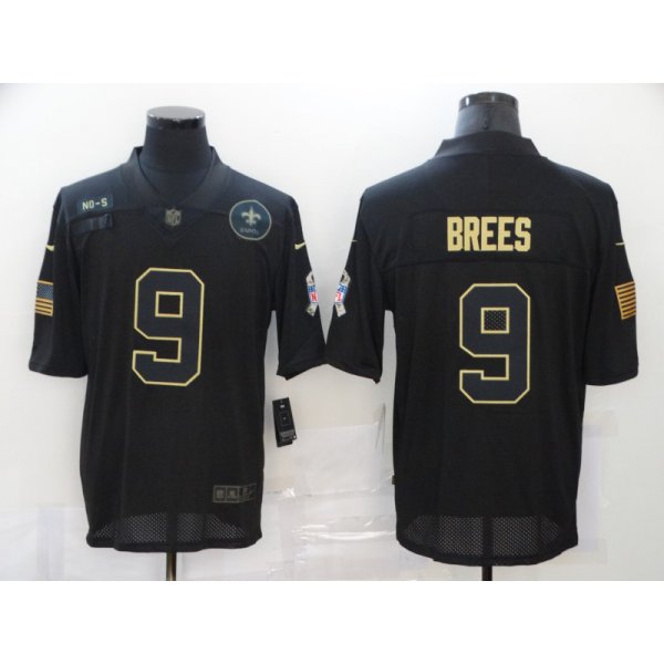 Men's New Orleans Saints #9 Drew Brees Black 2020 Salute To Service Stitched NFL Nike Limited Jersey