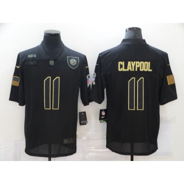 Men's Pittsburgh Steelers #11 Chase Claypool Black 2020 Salute To Service Stitched NFL Nike Limited Jersey