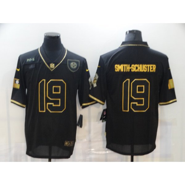 Men's Pittsburgh Steelers #19 JuJu Smith-Schuster Black Gold 2020 Salute To Service Stitched NFL Nike Limited Jersey