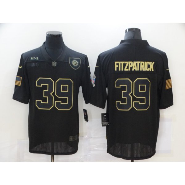 Men's Pittsburgh Steelers #39 Minkah Fitzpatrick Black 2020 Salute To Service Stitched NFL Nike Limited Jersey