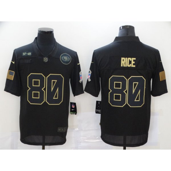 Men's San Francisco 49ers #80 Jerry Rice Black 2020 Salute To Service Stitched NFL Nike Limited Jersey