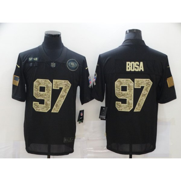 Men's San Francisco 49ers #97 Nick Bosa Black Camo 2020 Salute To Service Stitched NFL Nike Limited Jersey