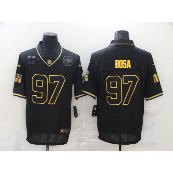 Men's San Francisco 49ers #97 Nick Bosa Black Gold 2020 Salute To Service Stitched NFL Nike Limited Jersey