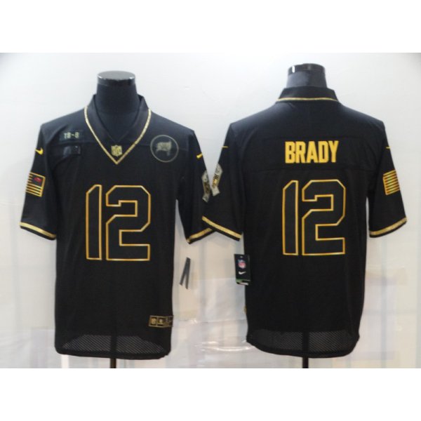 Men's Tampa Bay Buccaneers #12 Tom Brady Black Gold 2020 Salute To Service Stitched NFL Nike Limited Jersey