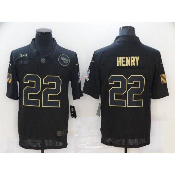 Men's Tennessee Titans #22 Derrick Henry Black 2020 Salute To Service Stitched NFL Nike Limited Jersey