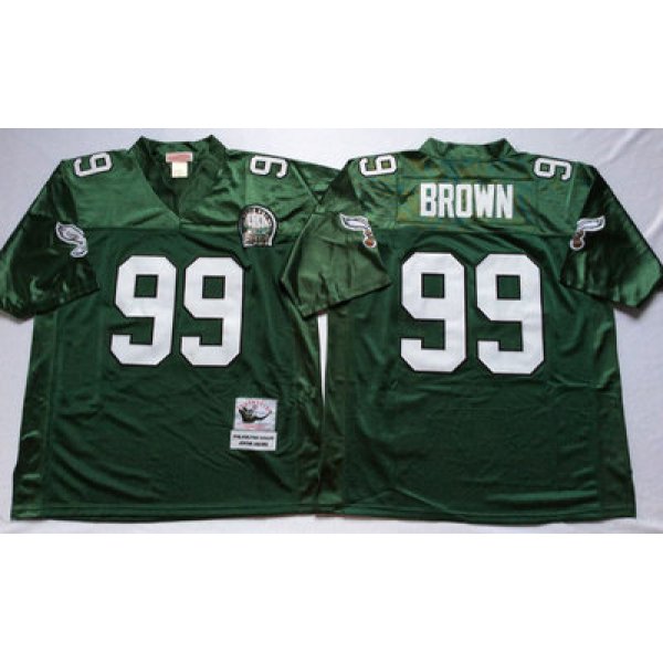 Eagles 99 Jerome Brown Green Throwback Jersey