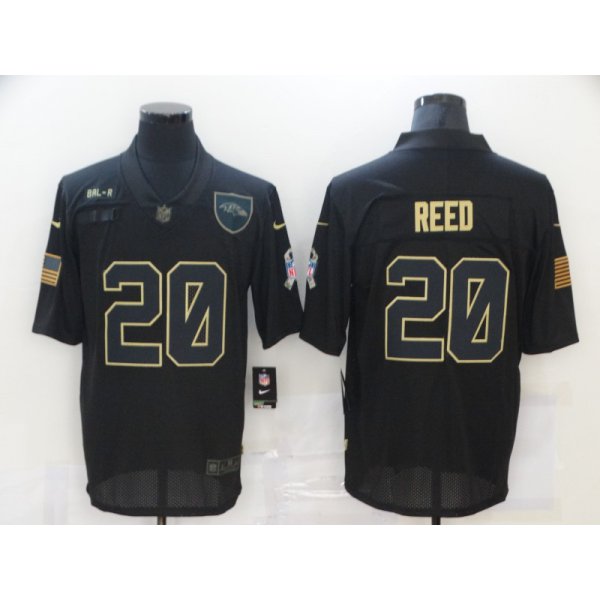 Men's Baltimore Ravens #20 Ed Reed Black 2020 Salute To Service Stitched NFL Nike Limited Jersey