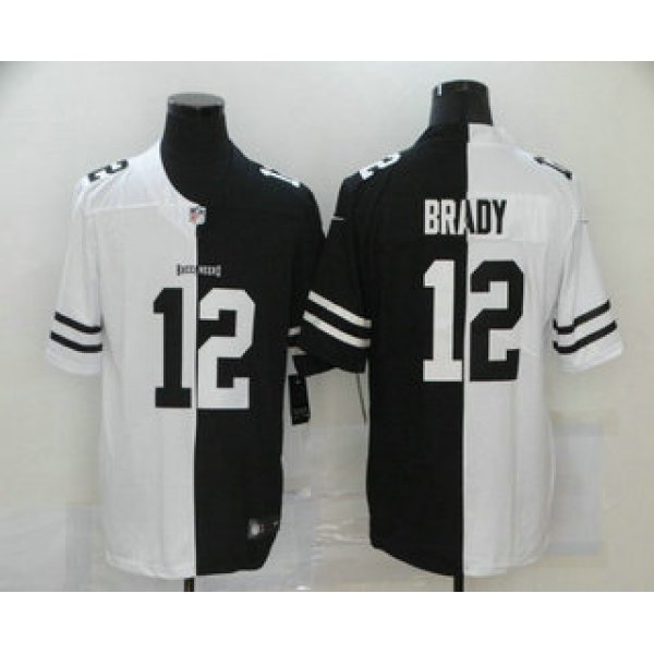 Men's Tampa Bay Buccaneers #12 Tom Brady White Black Peaceful Coexisting 2020 Vapor Untouchable Stitched NFL Nike Limited Jersey